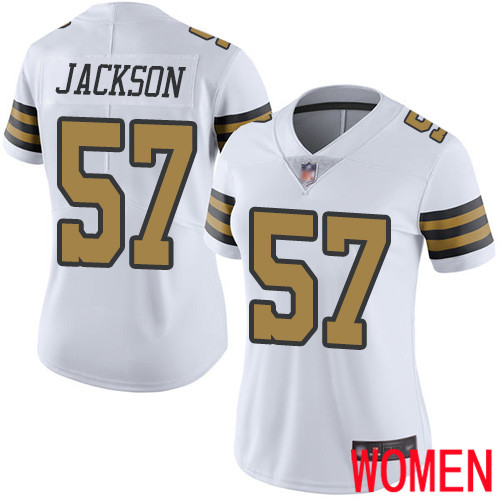 New Orleans Saints Limited White Women Rickey Jackson Jersey NFL Football 57 Rush Vapor Untouchable Jersey